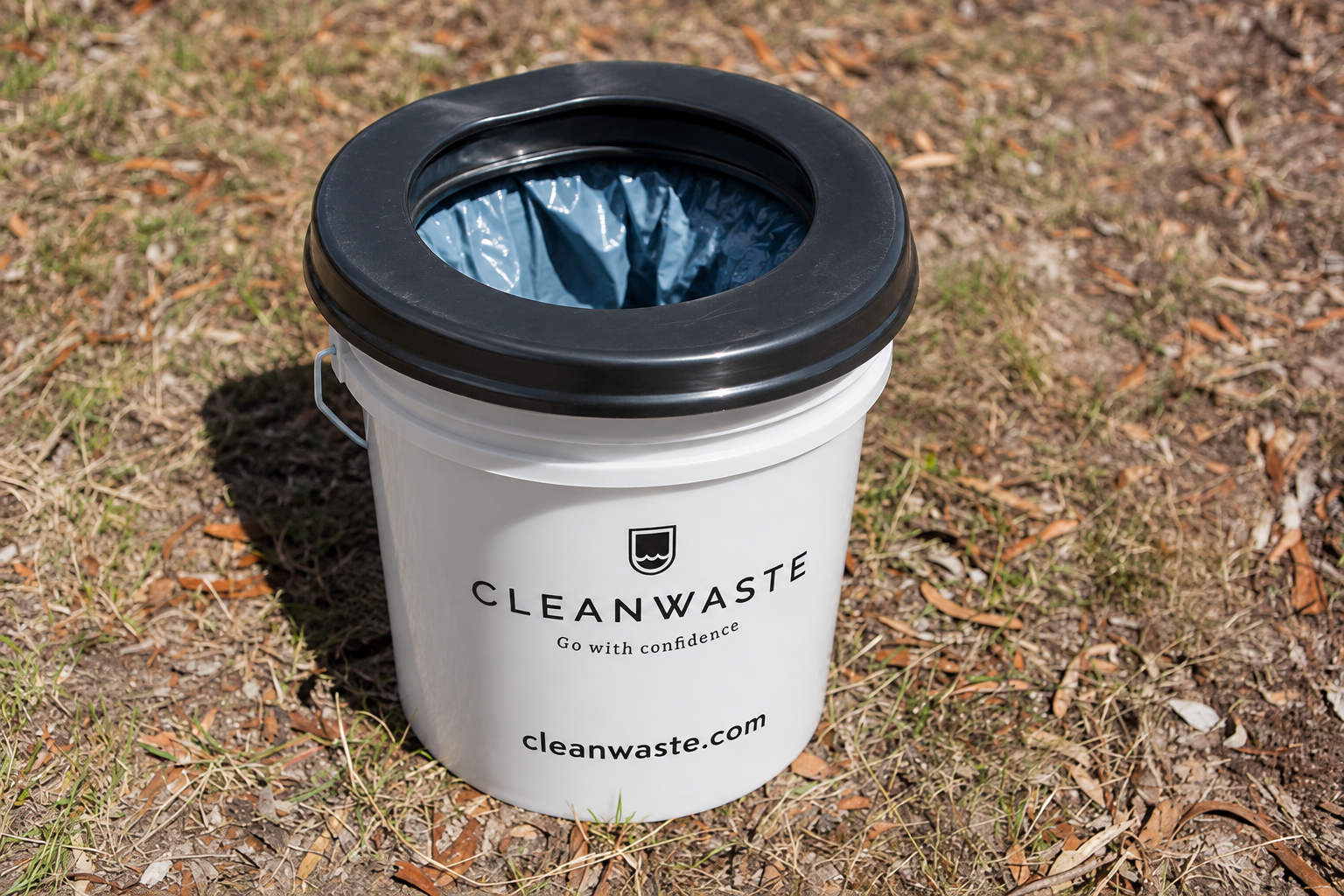 Cleanwaste Portable Toilet in Sunlit Woodland